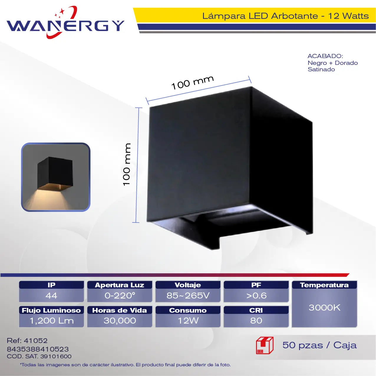 Lámpara LED Arbotante Cuadrado 41052 - 12W | Iluminación Moderna y Eficiente