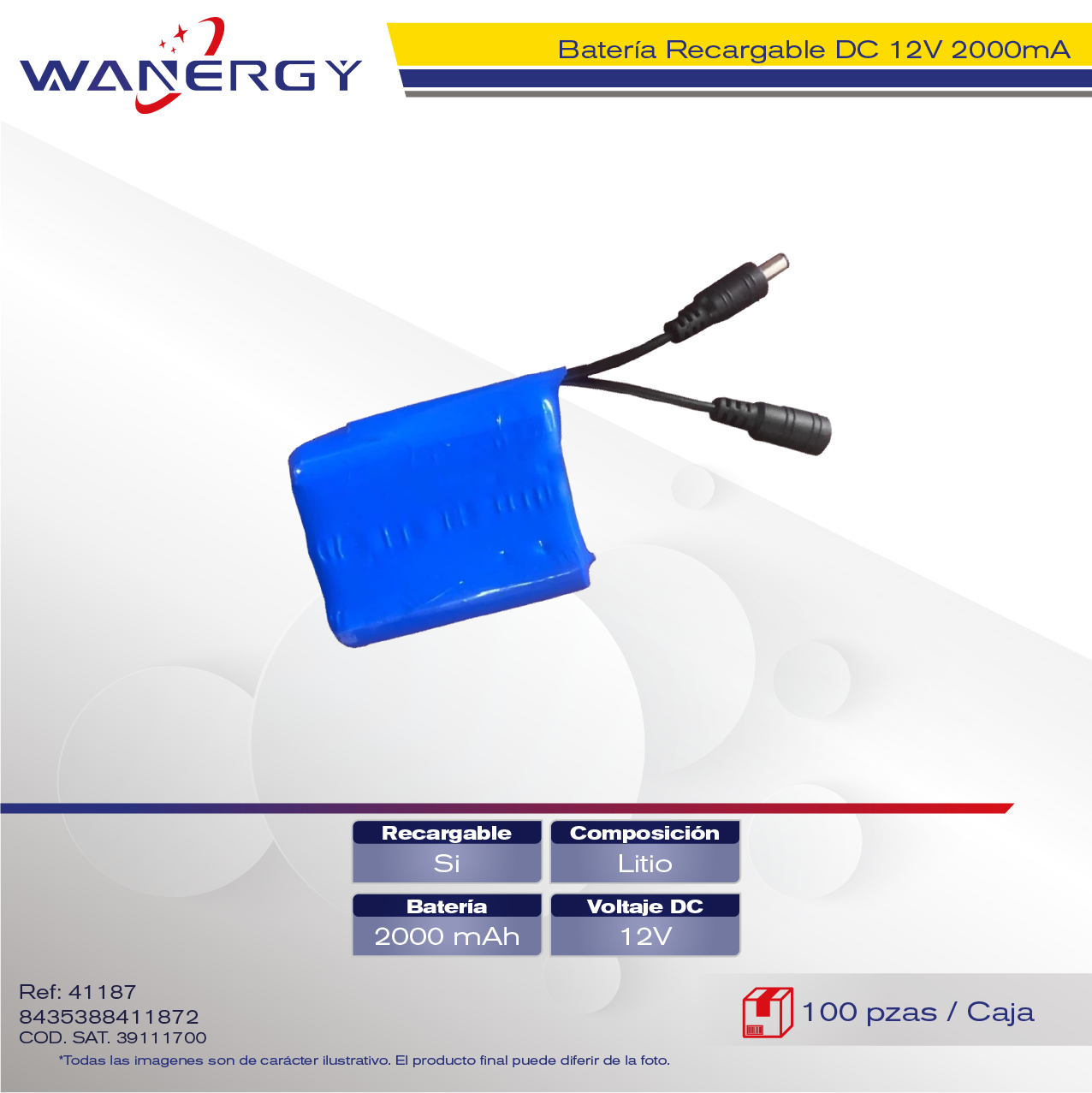 BATERIA DC 12V 2000mA