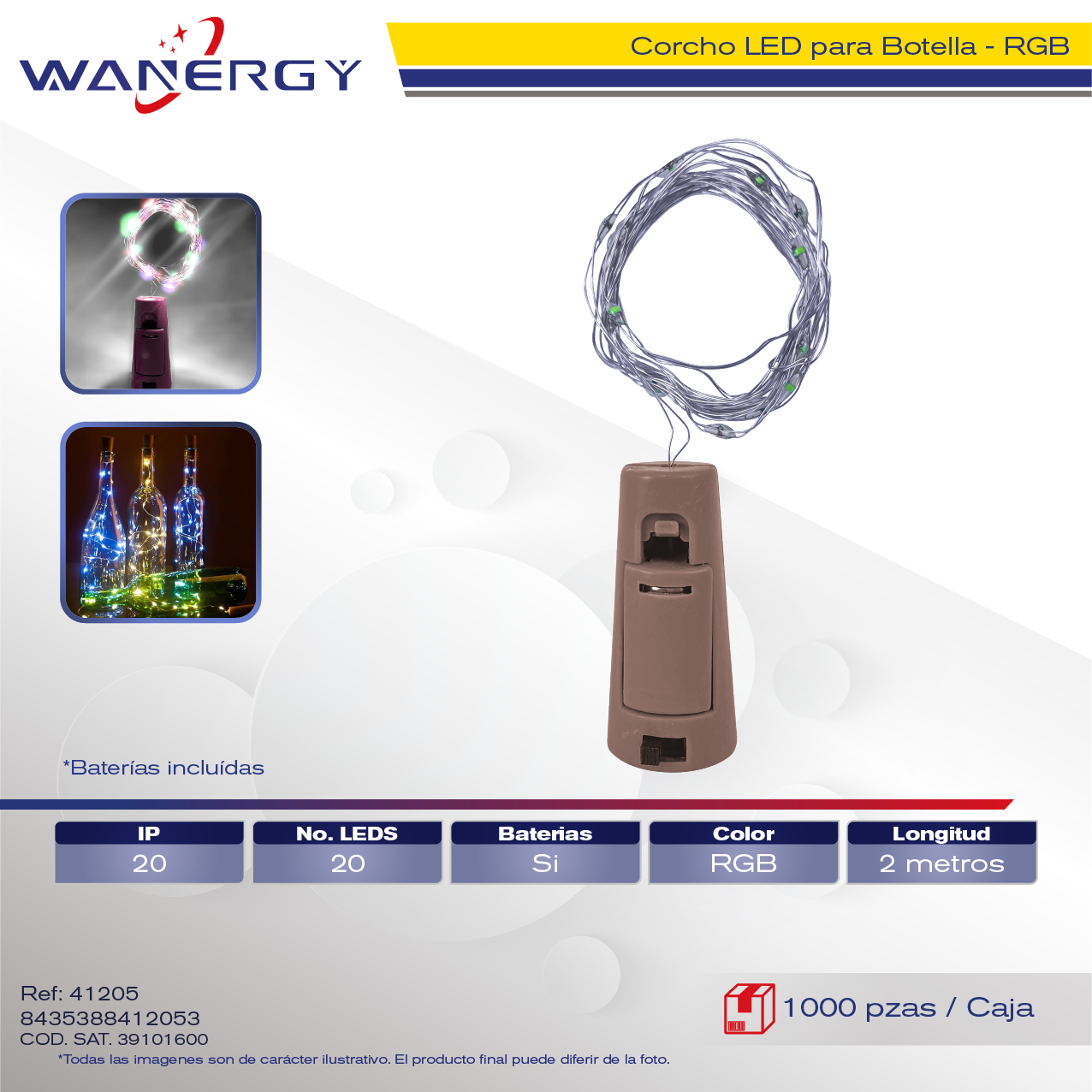 CORCHO LED PARA BOTELLA 20LED 2M