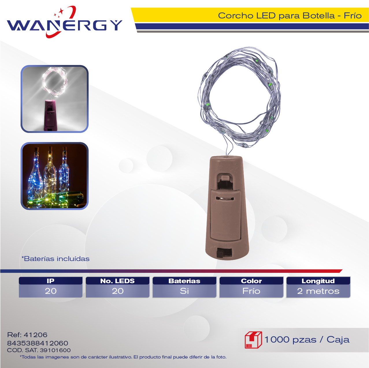 CORCHO LED PARA BOTELLA 20LED 2M