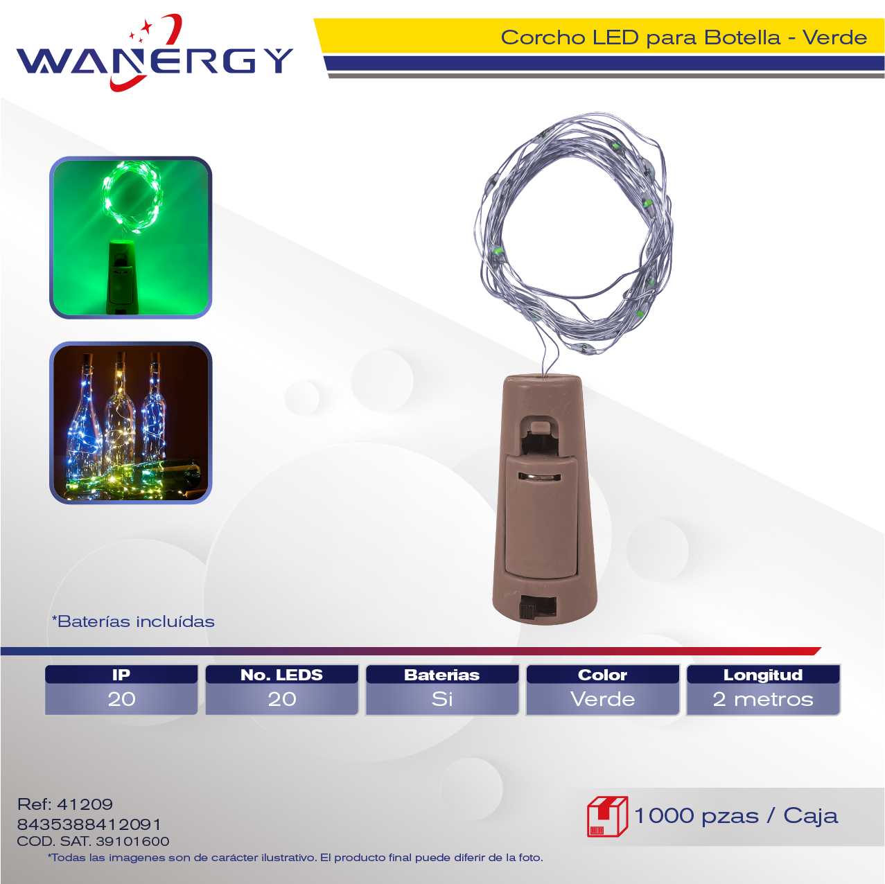 CORCHO LED PARA BOTELLA 20LED 2M