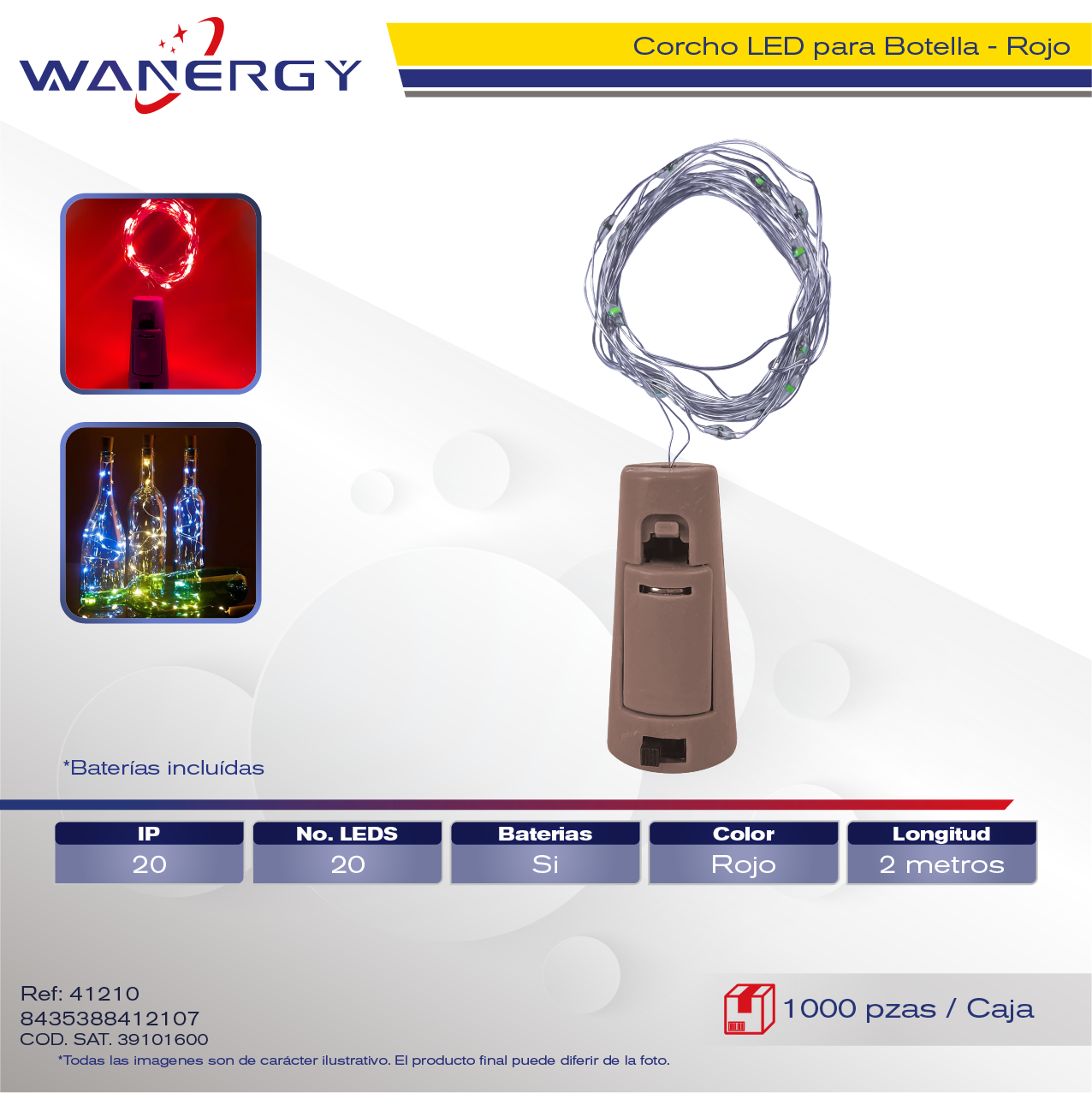 CORCHO LED PARA BOTELLA 20LED 2M