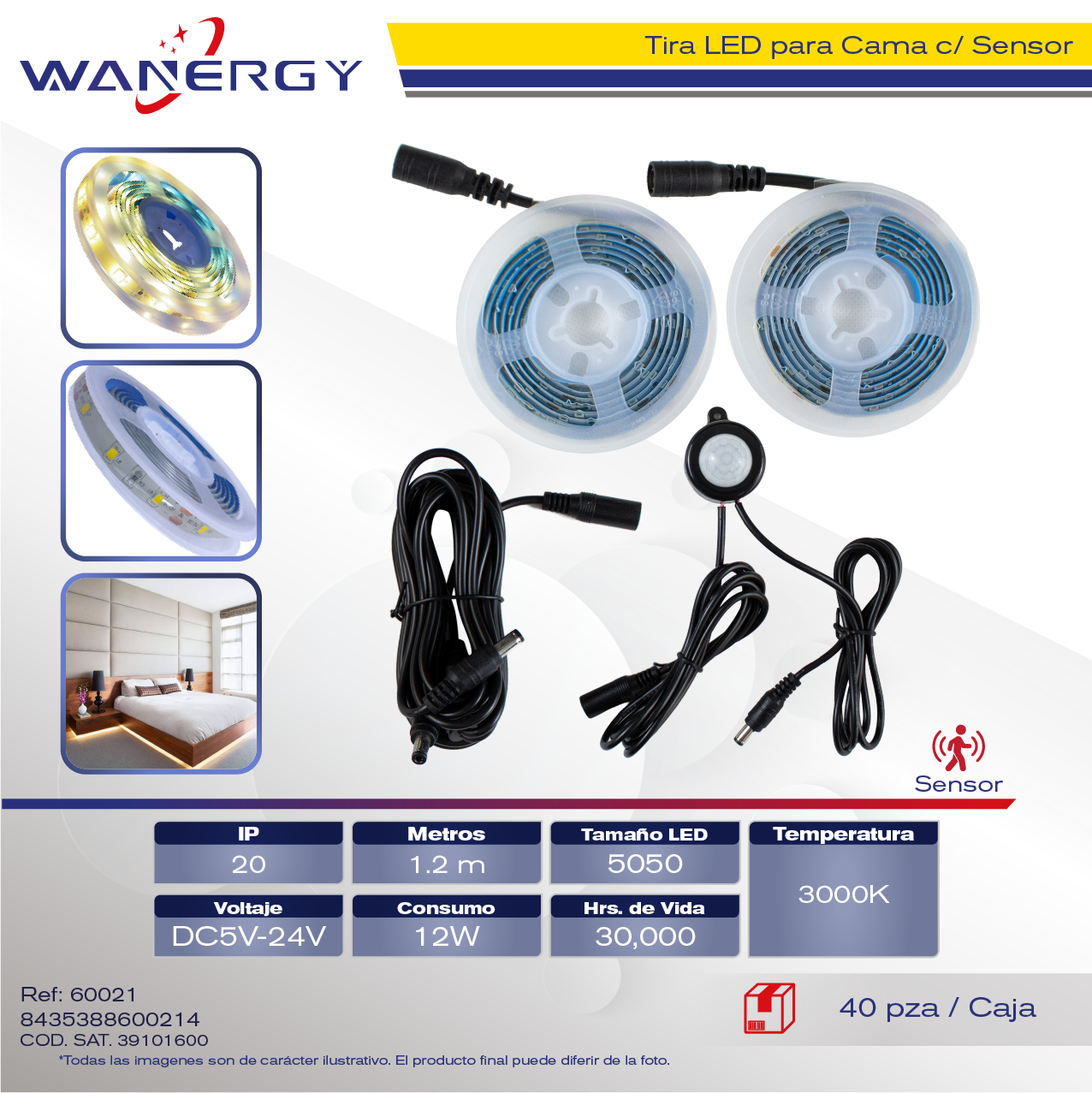 Tira LED Cama con Sensor - 60021