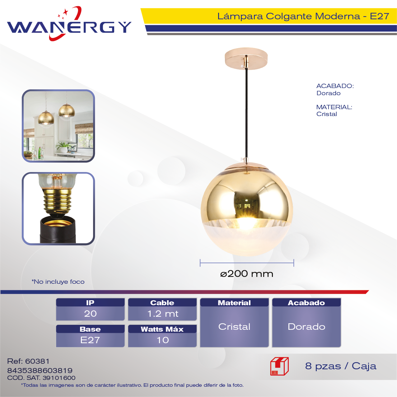 LAMPARA COLGANTE DECORATIVO MODERNO CRISTAL