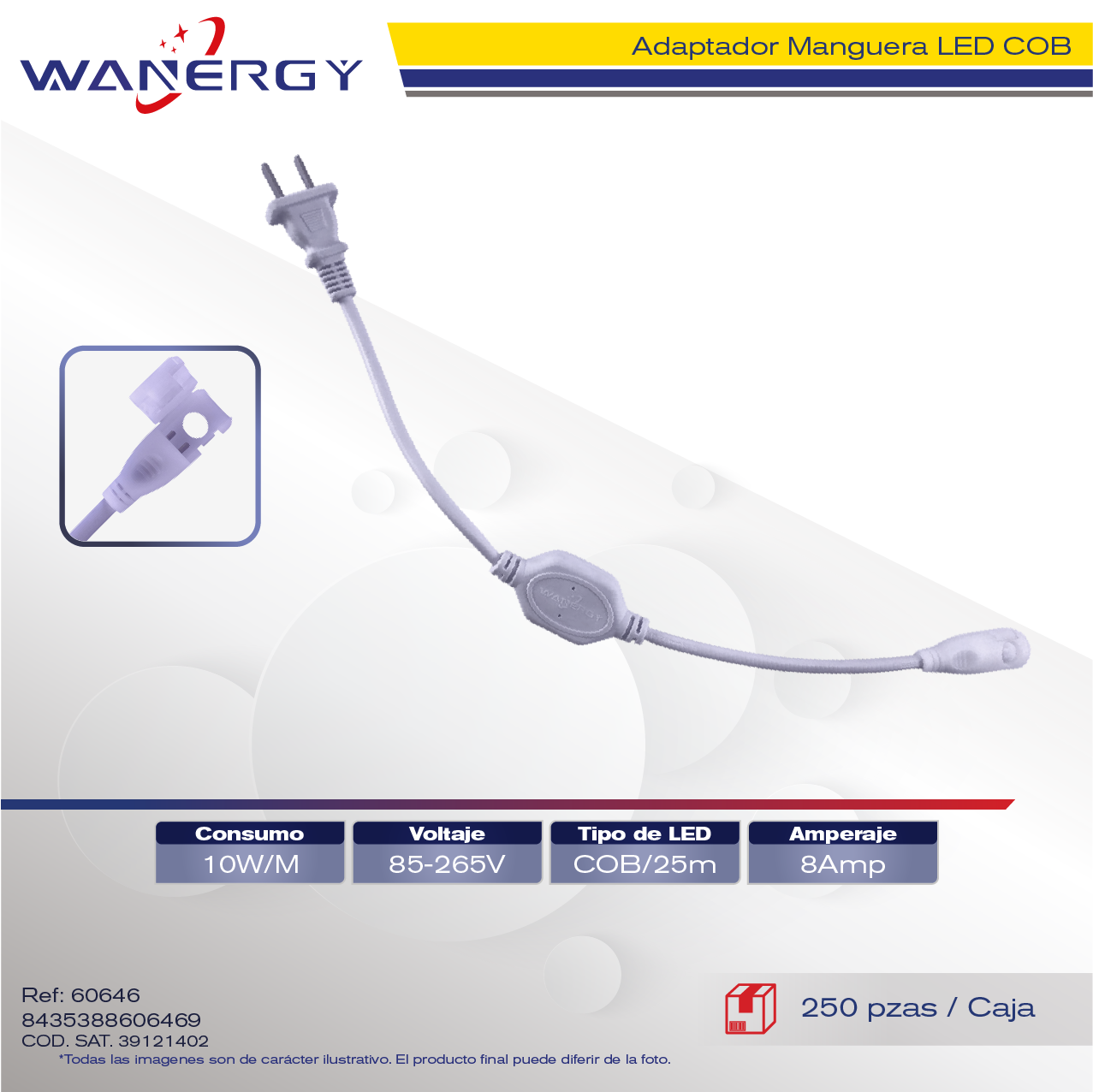 ADAPTADOR MANGUERA COB LED 240D 10W/M/127V 8A