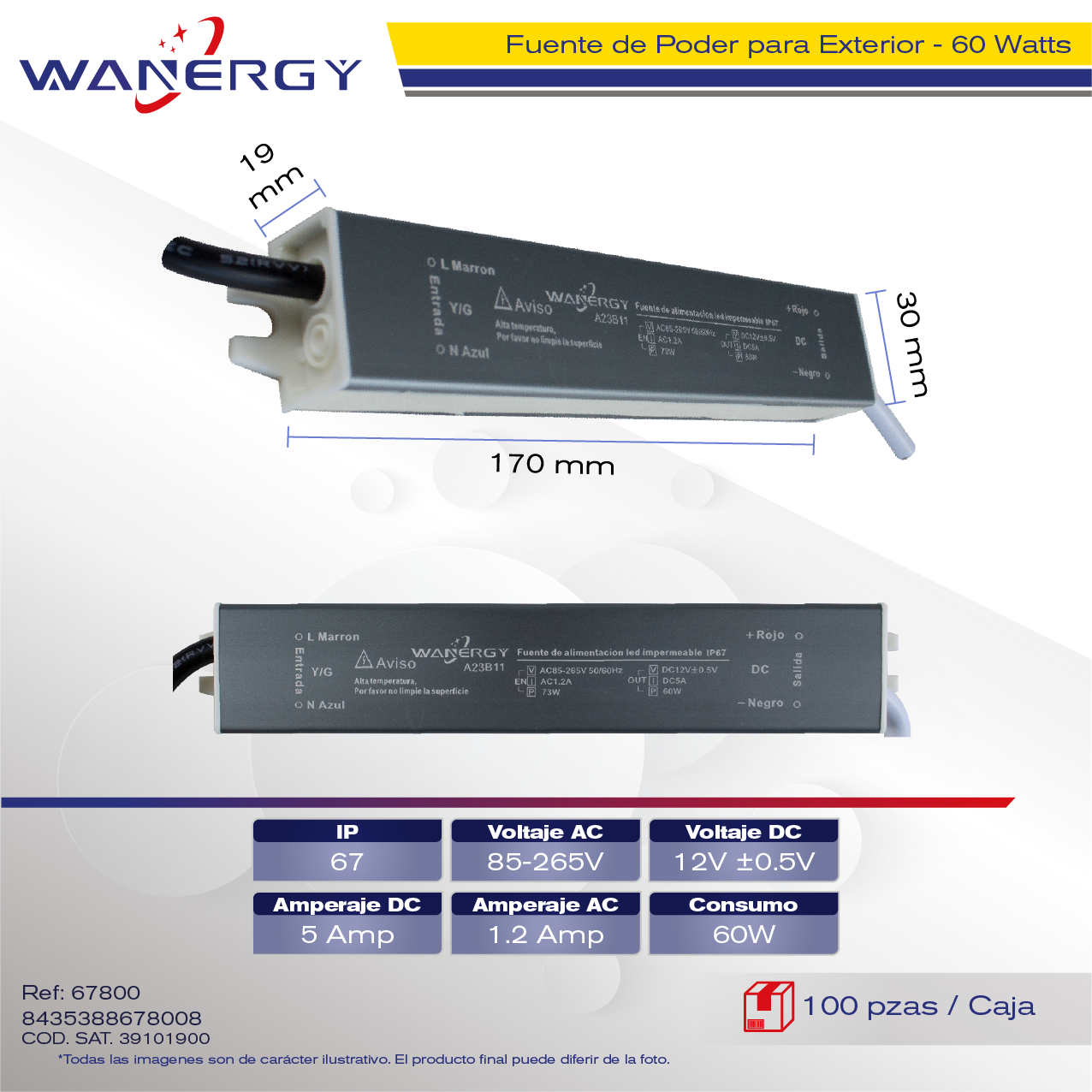 FUENTE PODER 60W DC12V 5A AC127V