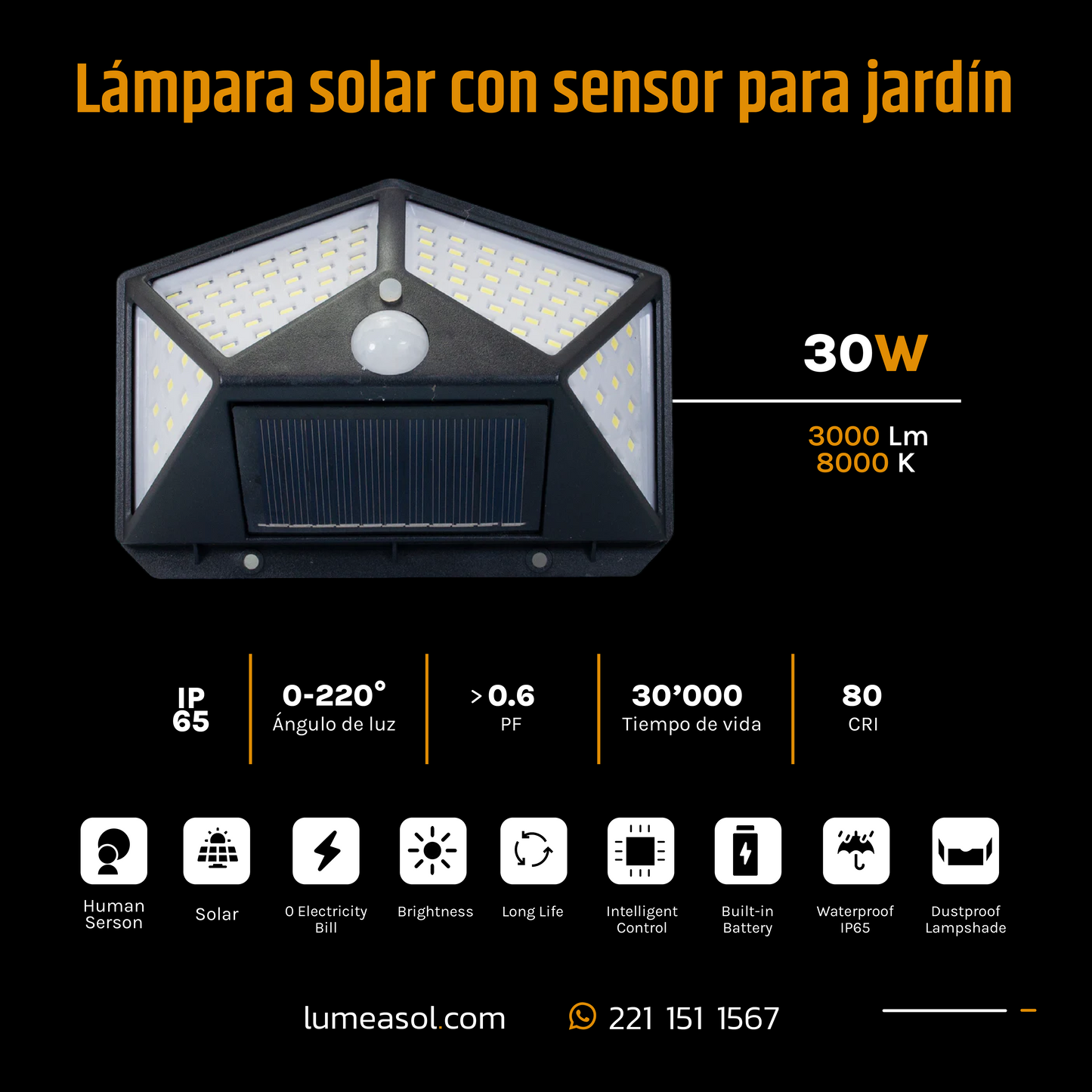 Wanergy Lámpara Solar con Sensor para Jardín