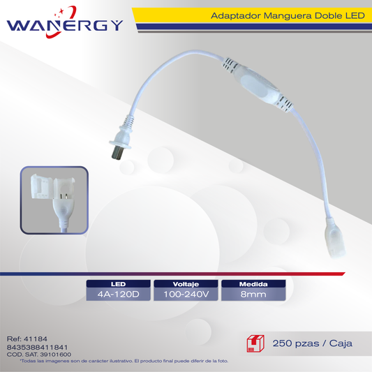 ADAPTADOR MANGUERA DOBLE LED 4A 120D,8MM