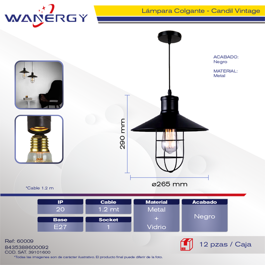 LAMPARA COLGANTE DECORATIVO RETRO