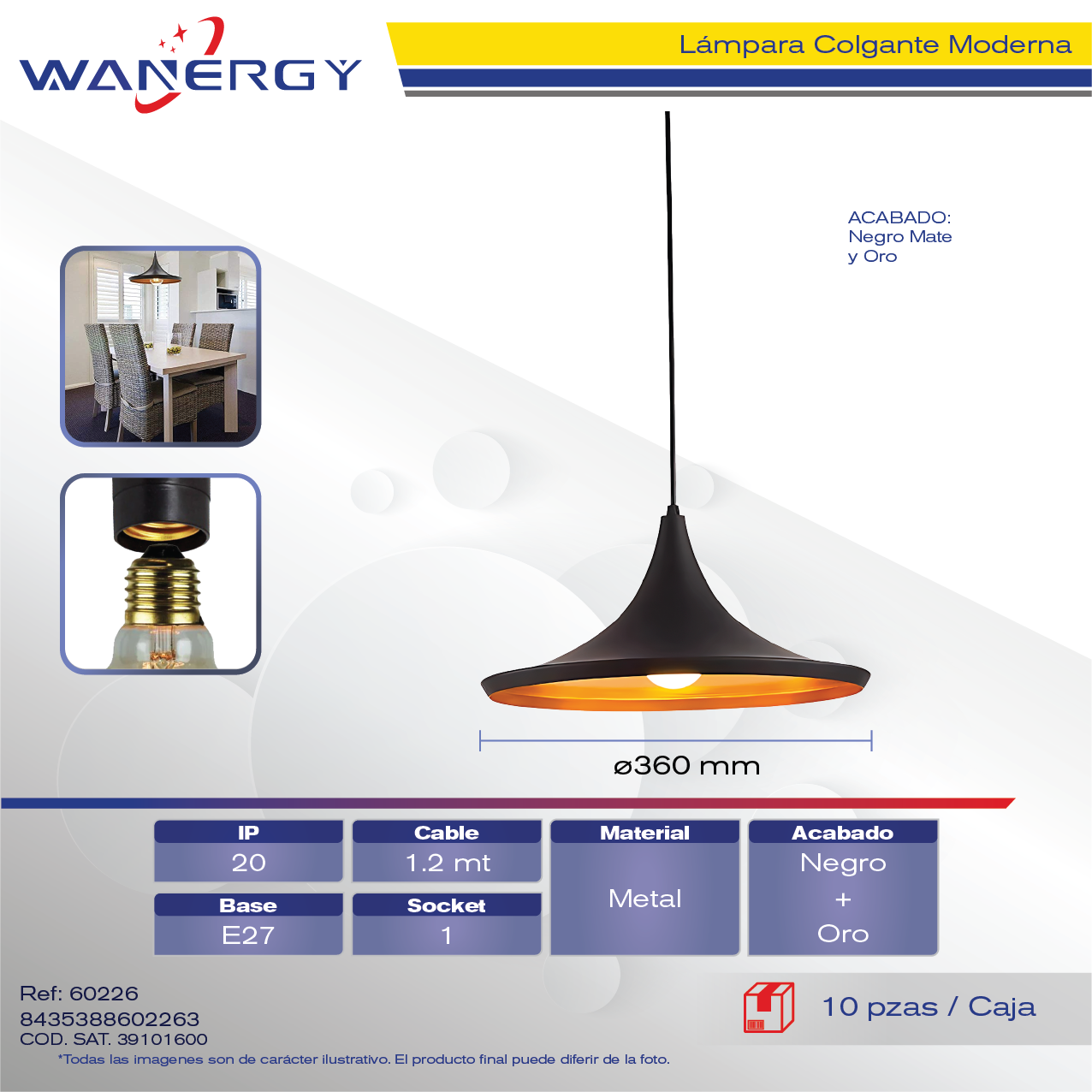 LAMPARA COLGANTE METARICO  DECORATIVO MODERNO NEGRO MATE