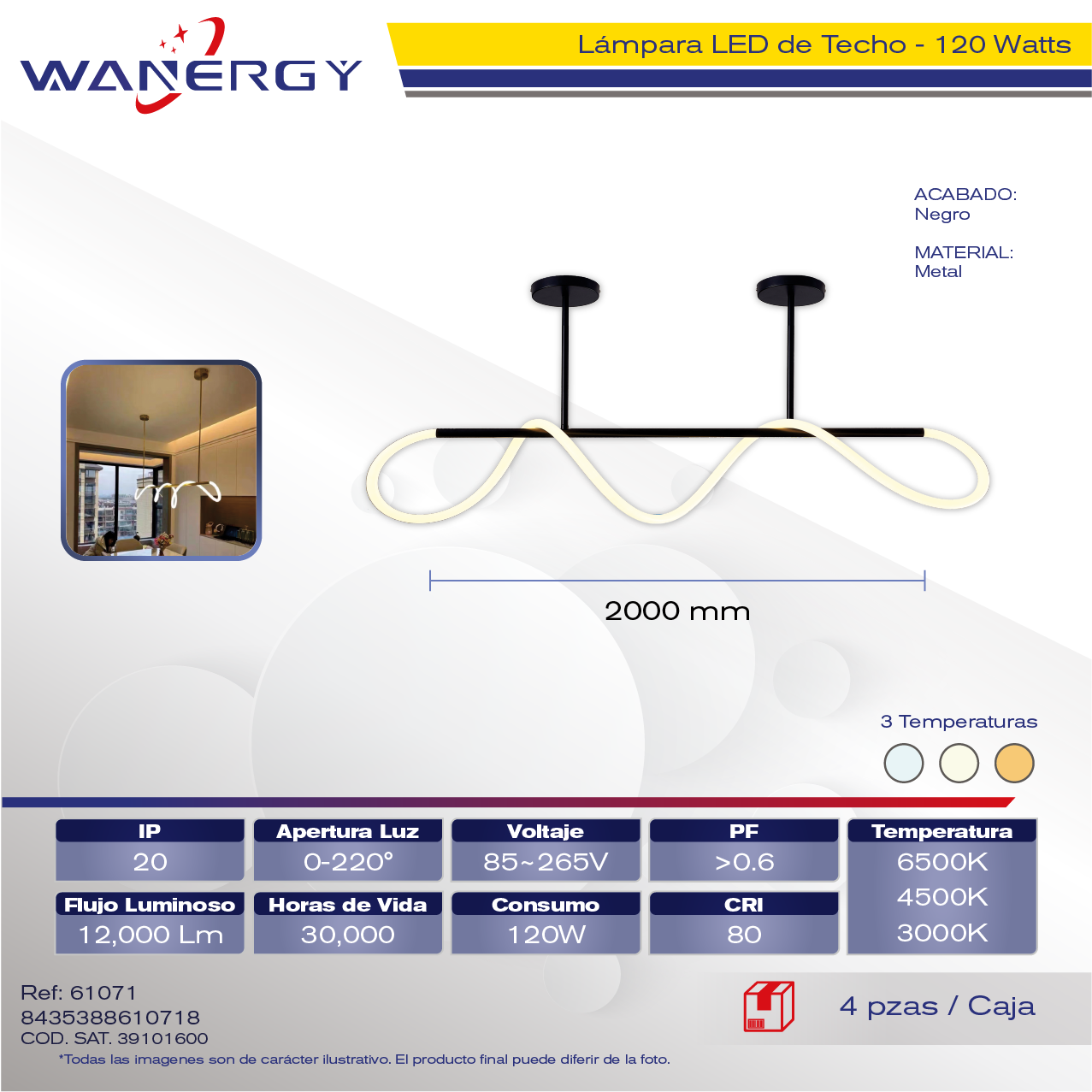"LAMPARA COLGANTE DECORATIVO MODERNO METALICO NEGRO Y MICA SILICON TRES TEMPERATURAS"