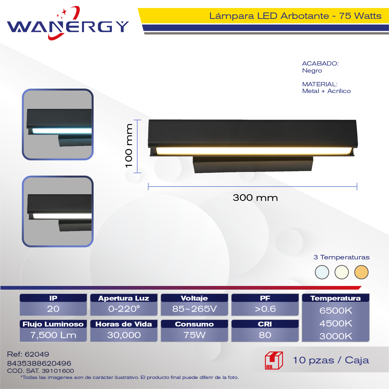 ARBOTANTE MODERNO METALICO+ACRILICO TRES TEMPERATURAS