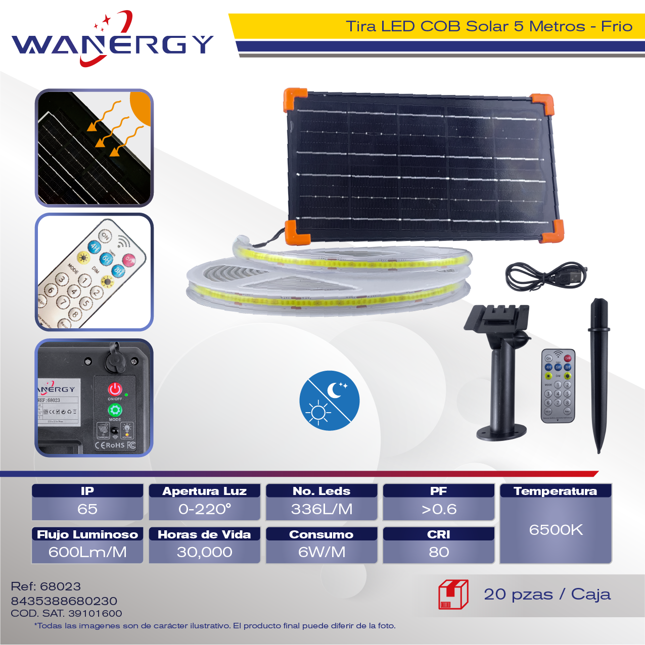 Tira LED COB Solar de 5M - 68023