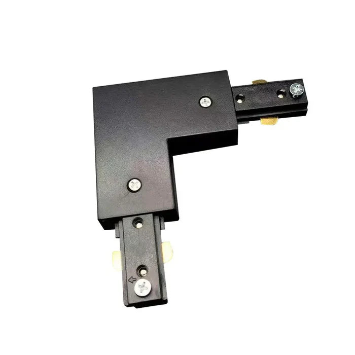Conector de policarbonato para riel de 3 vías tipo L acabado color negro