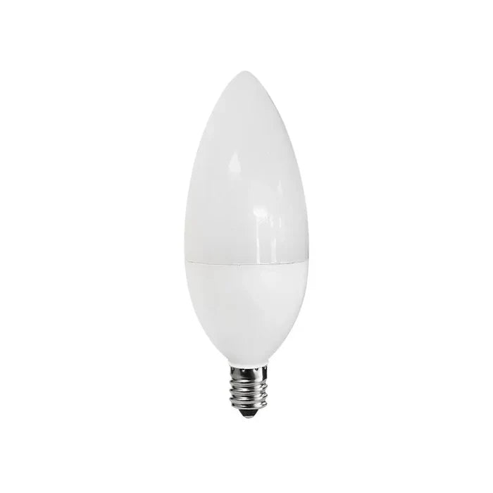 Lámpara tipo vela LED 4W base E12 luz cálida 3 000K óptica opalina