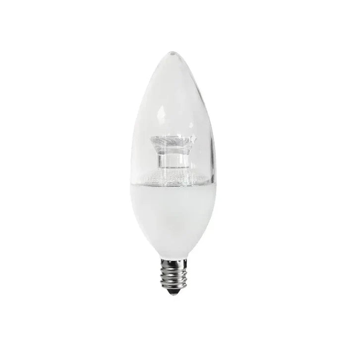 Lámpara tipo vela LED 4W base E12 luz cálida 3 000K óptica transparente